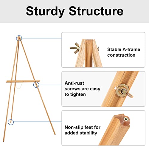 Falling in Art 65" A-Frame Wooden Tripod Easel Stand (Natural) - color: Natural-1 Pack