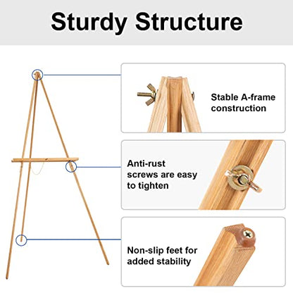 Falling in Art 65" A-Frame Wooden Tripod Easel Stand (Natural) - color: Natural-1 Pack