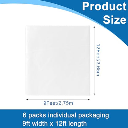 6pcs 9x12ft Painter Plastic Drop Cloths Sheet,Waterproof Anti-dust Cover, Disposable Tarp for Painting for Couch/Furniture Cover - size: 6pack