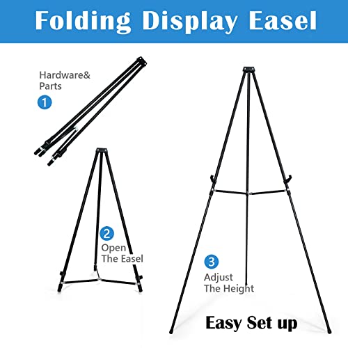 Falling in Art 63" High Black Aluminum Display Easel Stand, Up to 25lbs - style: Black-1 Pack