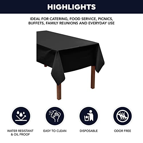 Party Essentials Plastic Banquet Table Roll Available in 27 Colors, 40" x 100', Black - color: Black, size: 1200" x 40" (Rectangular)