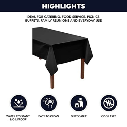 Party Essentials Plastic Banquet Table Roll Available in 27 Colors, 40" x 100', Black - color: Black, size: 1200" x 40" (Rectangular)