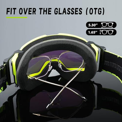 Motocross Goggles Anti-Fog Motorcycle Protective Eyewear for Men - color: Green
