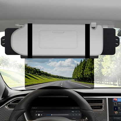 Veharvim Sun Visor Extender for Car (Polarized, UV400, PC Lens, 2 Side Sunshade), Car Visor Extender Sun Blocker, Visor Extender Attachment, Anti-Glare for Safe Driving