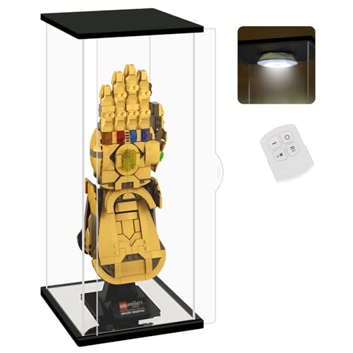 NONEMEY Clear Acrylic Display Case with Remote Control Light for Lego 76191 76223，Dustproof Model Showcase Organizer Box, Display Case for Collectibles (5.9x7x14.5inch,15x18x37cm) - size: 5.9×7×14.5 inch, 15×18×37 cm