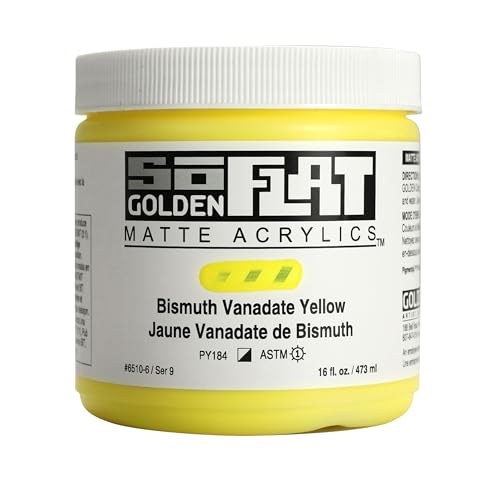 GOLDEN SoFlat Matte Acrylics, Bismuth Vanadate Yellow, 16 fl. oz. Jar - color: Bismuth Vanadate Yellow, size: 16 Fl Oz (Pack of 1)