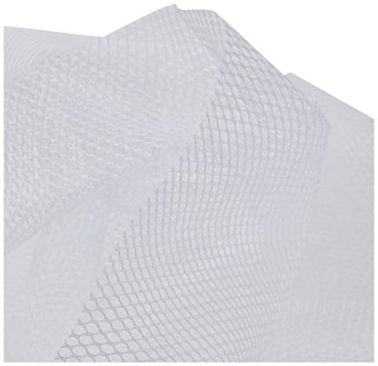 Annie Lightweight Mesh Fabric 18" x 54" White – Stretch Polyester See Through Fabric for Bags, Pockets & Organizers
