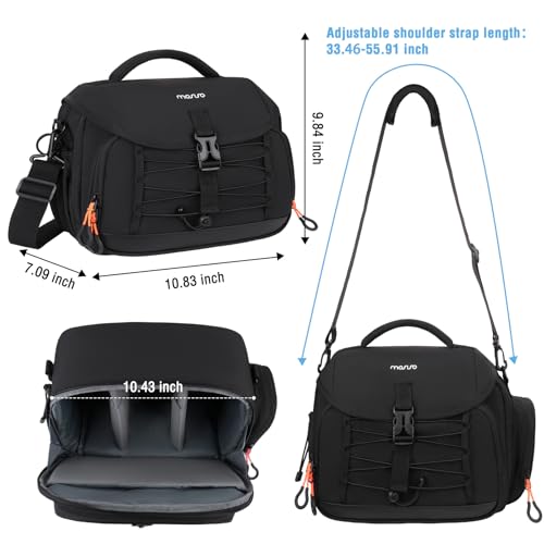 MOSISO Camera Case Bag Photography Shoulder Messenger Waist Bag, Black
