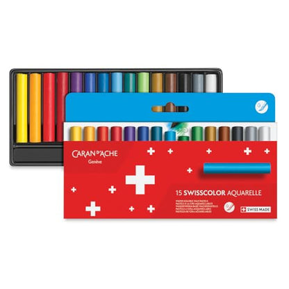 Caran d'Ache Swisscolor Water-Soluble Wax Pastels - Set of 15