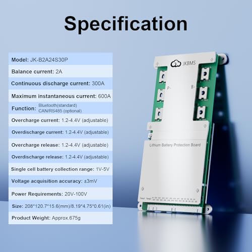 JKBMS JK-B2A24S30P 8S-24S 300A LiFePO4 BMS, Battery Management System - size: JK-B2A24S30P