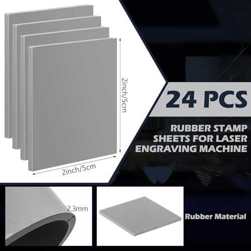 Maitys 24 Pcs Rubber Stamp Sheets for Laser Engraving Machine, Gray - color: Gray