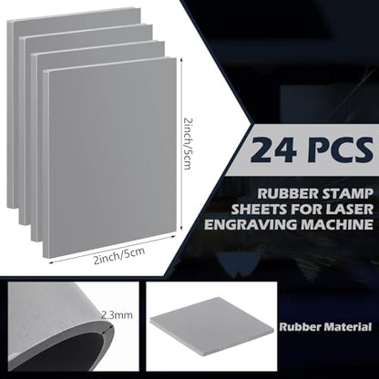 Maitys 24 Pcs Rubber Stamp Sheets for Laser Engraving Machine, Gray - color: Gray