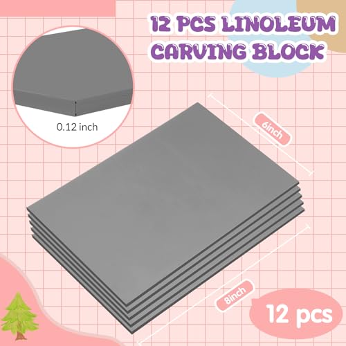 MotiMind 12 Pcs 6 x 8 Inch Linoleum Block Rubber Stamp Carving Blocks
