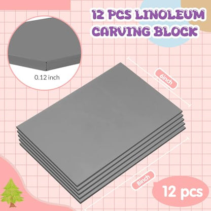 MotiMind 12 Pcs 6 x 8 Inch Linoleum Block Rubber Stamp Carving Blocks