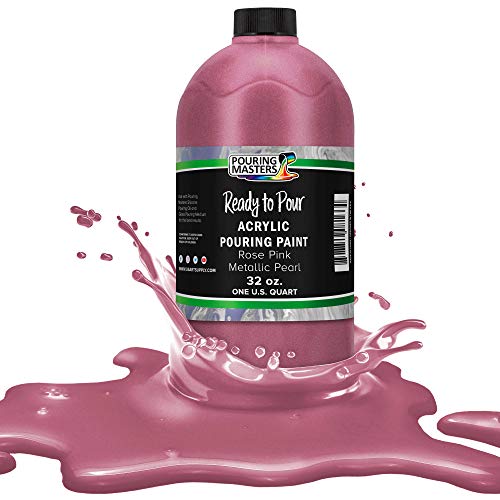 Pouring Masters Rose Pink Metallic Pearl 32-oz Acrylic Pouring Paint - color: Rose Pink Metallic Pearl, size: 32 Fl Oz (Pack of 1)
