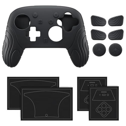 PlayVital for Nintendo Switch 2 Pro Controller Silicone Cover – Samurai Edition Protective Skin Case for Switch 2 Pro Controller with Back Button Caps & Thumb Grips & Stickers, Shockproof - Black - color: Black