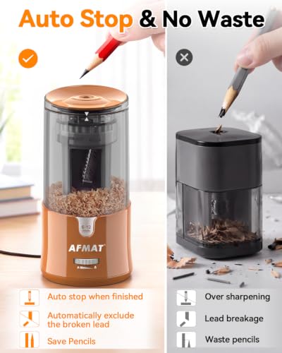 AFMAT Electric Pencil Sharpener, Plug-in Pencil Sharpener for 6-12mm Pencil - color: Brown