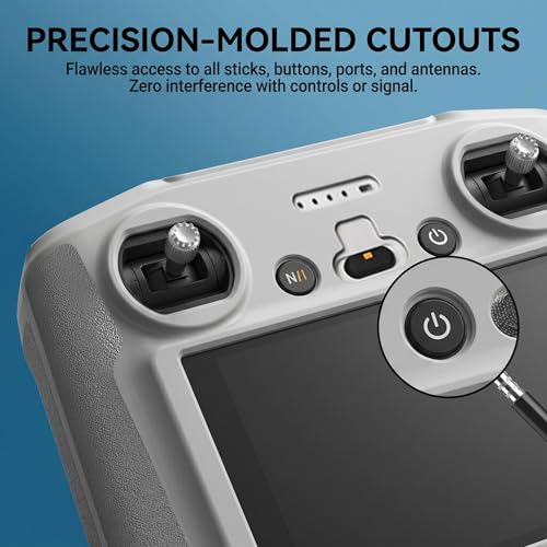 DJI RC2 Silicone Case, Anti-Slip Protective Cover for Mini 4 Pro/Air 3S/RC 2 Controller, Shockproof Skin (Grey)