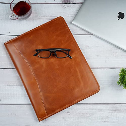 Buffalo Leather Legal Pad Portfolio Organizer Cognac Brown - color: Cognac Brown