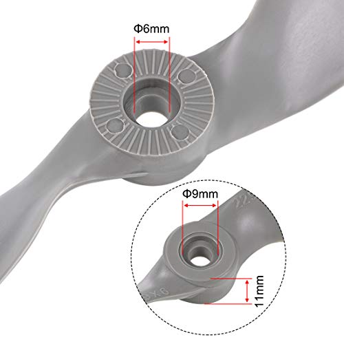 uxcell RC Propellers CCW 9x6 Inch 2-Vane for Airplane Nylon Gray 2Pcs with Adapter Rings - size: 9x6 inch