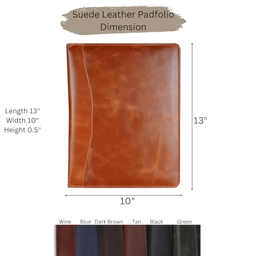 Heavy Duty Buffalo Leather Legal Pad Portfolio with Binder, Blue - color: Blue