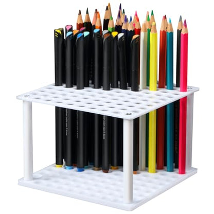 Outus 96 Holes Pencil Brush Holder Acrylic Paintbrush Holders, White - color: White
