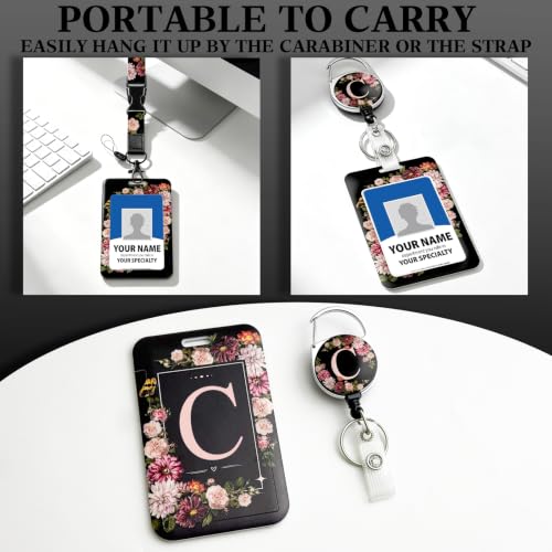 C Retractable Badge Holder Reel with Detachable Breakaway Lanyard for Her - color: C