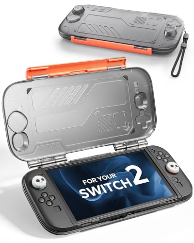 JEMDO Slim Protective Carrying Case for Nintendo Switch 2 Only, Shockproof, Dustproof & Portable Hard Shell, Travel Cover with Raised Joystick Guard, Charge-Through Port, Secure Lock & Wrist Strap - style: Console Case