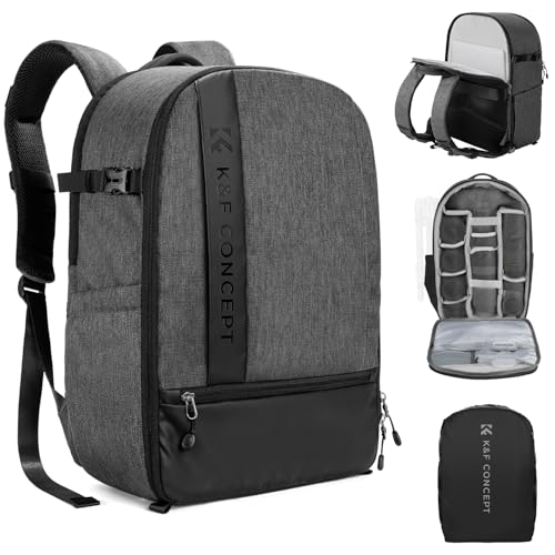 K&F CONCEPT Professional Camera Backpack Large Size Photography Bag Compatible with Camera DSLR, Black - style: 02-dark Grey