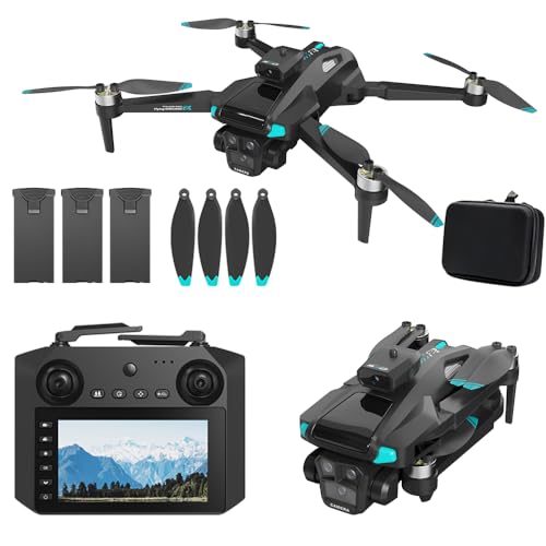 Drone For Adult,4.5" Screen,5G Remote Controller With Camera,6K HD Camera FPV Live Video,Altitude Hold Gesture Selfie One Key Take Off Landing 3D Flips Waypoint Fly Drone (3 Batteries) - size: 3 Batteries