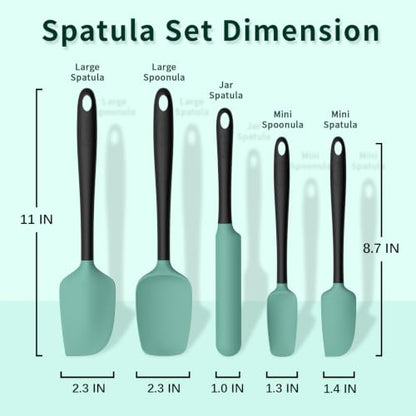 Coukre Silicone Spatula Set of 5,High Temperature Resistant, Food Grade Silicone, Dishwasher Safe, for Baking, Cooking (Aqua Green) - color: Aqua Green Black