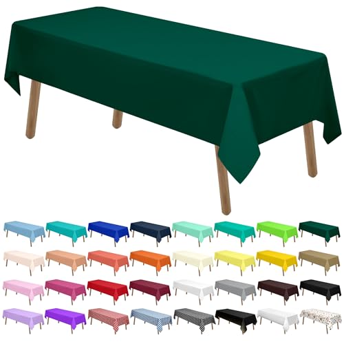 Dark Green Plastic Tablecloths 2 Pack Hunter Green Disposable Table Covers 54 x 108 Inch Bridal Shower Party Tablecovers PEVA Forest Green Table Cloths for Birthday Wedding 8 ft Rectangle Table Use - color: B04 Dark Green