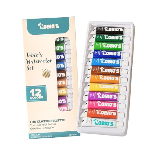 Tobios Watercolor Tubes – 12 Color Paint Refill Set, Student-Grade Travel