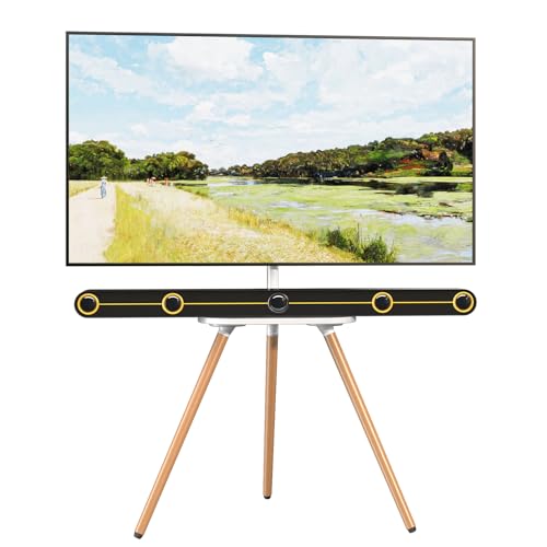 Easel TV-Stand for 43-65‘‘ TVs - Portable, Swivel, Tripod, White - color: White