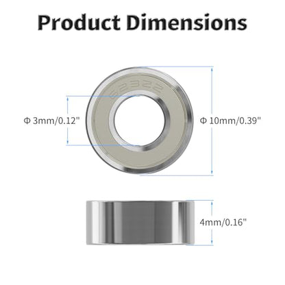 20 Pcs 623ZZ Ball Bearings, Carbon Steel, 3x10x4mm - size: 623ZZ 20Pcs