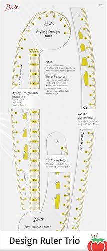 Dritz Design Ruler Trio with Styling Design, Curve & Hip Curve Rulers for Sewing