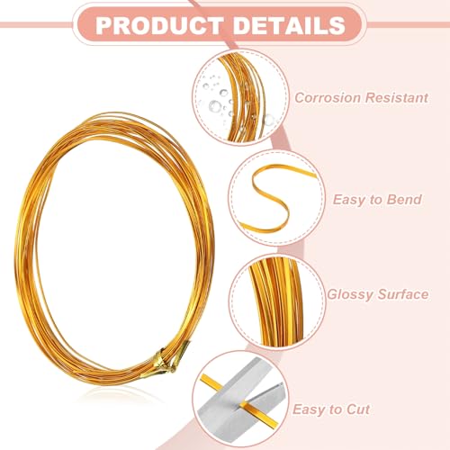 uxcell 1 Rolls 24 Gauge Flat Aluminum Wire, 16.40 ft Soft Craft Wire for Flower Bonsai Crafts Carving DIY Bezel Sculpting Gem Metal Wrap, Gold Tone - color: Gold Tone, size: 24 Gauge 1mm