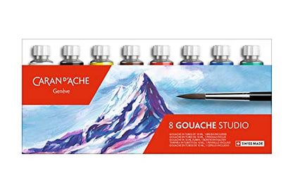 Caran d'Ache Gouache Studio Set, 10ml, 8 Tubes of Assorted Colors (2001.408)
