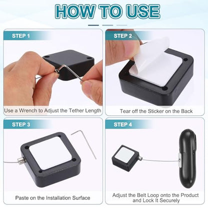 PATIKIL Retractable Remote Control Cable Tether (6.6ft / 2M, White)(5 Set) Square Remote Control Security Lanyard Lock Adjustable Locking Leash with Plastic Cap, Suit for - TV/Tablets - color: White, size: 6.6ft