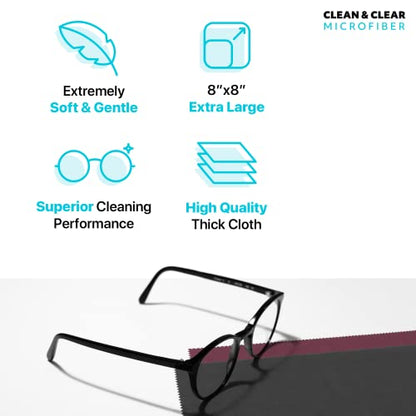 Clean & Clear Microfiber LARGE [6 Pack] ULTRA PREMIUM QUALITY Lens Cleaning Cloths - Camera Lens, Glasses, Screens, and all Lens.