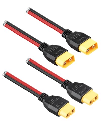 GELRHONR 10cm 14AWG XT60 Connector Male Plug&Female Silicone Wire 20A,4 PCS