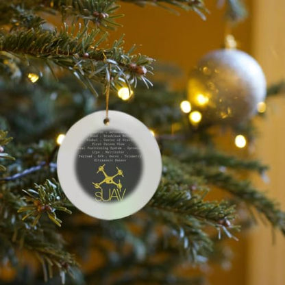3dRose Black & Yellow Drone with DIY Circle Porcelain Ornament - size: Circle Porcelain Ornament