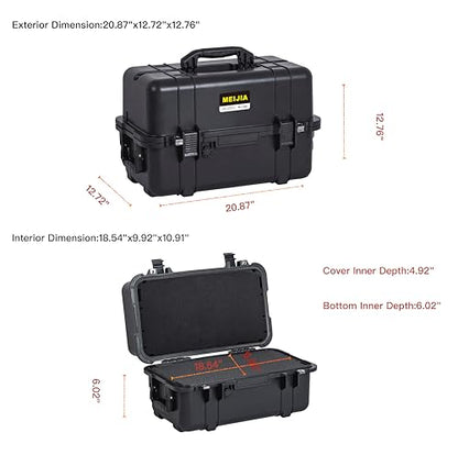 MEIJIA All Weather Waterproof Hard Camera Case,Hard Case,With Customized Fit Foam Included, Elegant Black,Fit for Drones,camera,lens (20.87"x12.72"x12.76") - size: 20.87" x 12.72" x 12.76"