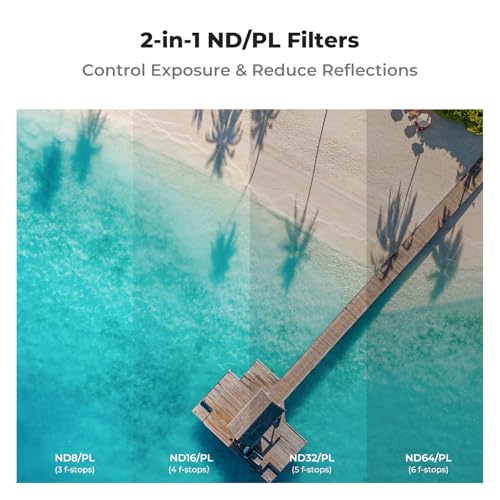 K&F CONCEPT 4Pack ND PL Filter Set Compatible with DJI Air 3S - style: ND8&PL+ND16&PL+ND32&PL+ND64&PL