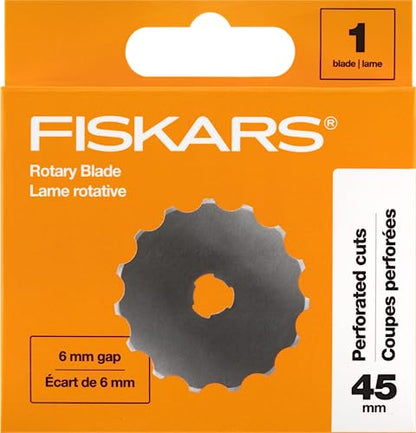 Fiskars 45mm Perforating Rotary Cutter Blade Replacement for Fabric, 1-Pack - size: 45mm, style: 1 Pack - Perforated