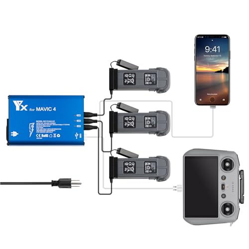 Hanatora Parallel Fast Charger for DJI Mavic 4 Pro Battery,Rapid Quick Multi Charging Hub Drone Accessories