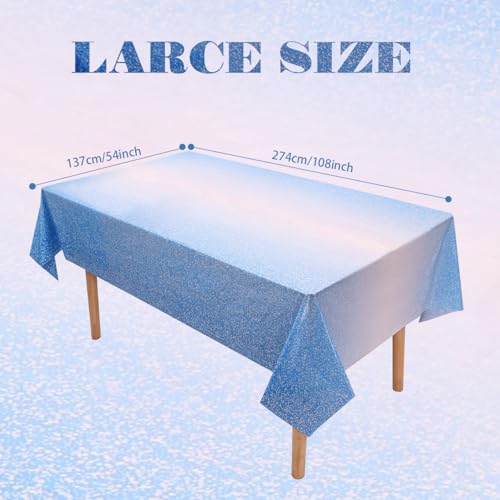 Kesfey Blue Tablecloth Birthday Light Blue Glitter Table Cloth 3 Packs - color: Ombre Bule