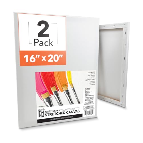 ArtSkills Stretched Canvas for Painting, 16x20 Canvas, 2-Pack Framed - size: 2-Pack 16x20