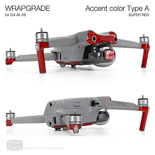 Wrapgrade Skin Compatible with DJI Air 2S | Accent Color A (Super RED) - color: Super Red