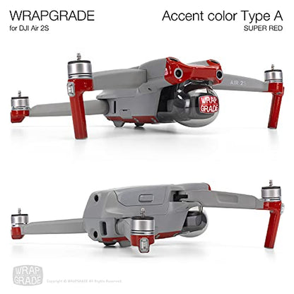 Wrapgrade Skin Compatible with DJI Air 2S | Accent Color A (Super RED) - color: Super Red